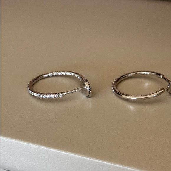 Tiffany 18K White Gold Metro Hoop Earrings - Picture 7 of 9